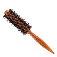 wood handle fluffy boar bristle curly round roller hair brush comb